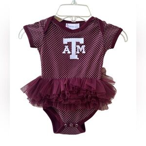 Two Feet Ahead Texas A&M maroon pin dot tutu creeper Infant Sz 12 Months